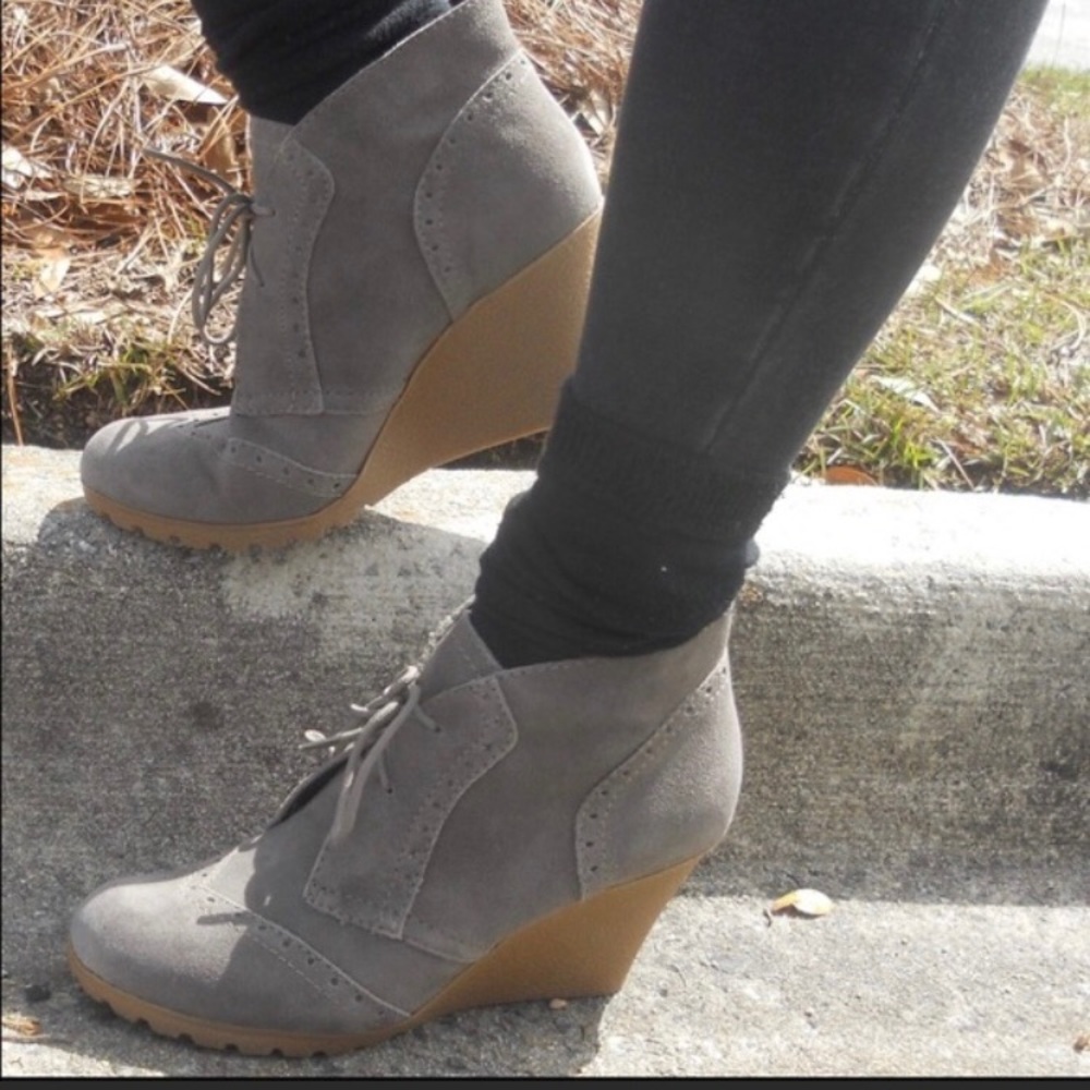 MIA Gray Wedge Booties